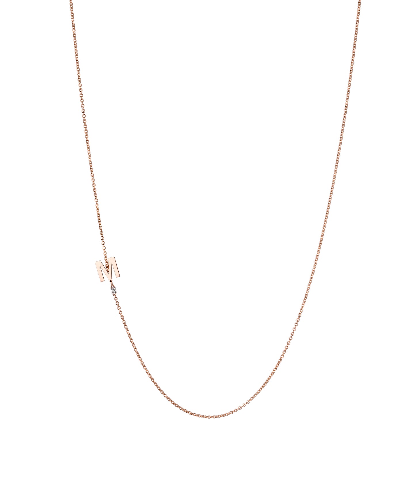 18K Rose Gold Initial and Diamond Necklace