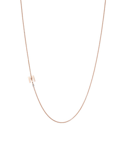 18K Rose Gold Initial and Diamond Necklace