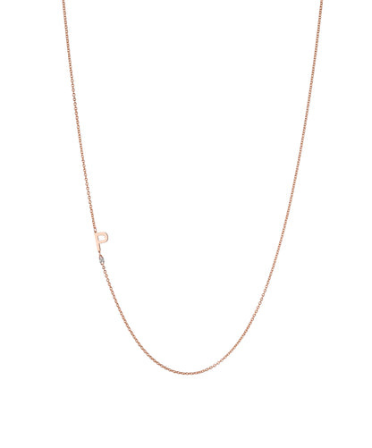 18K Rose Gold Initial and Diamond Necklace