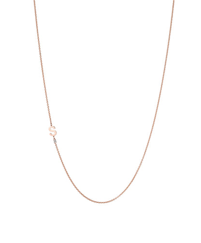 18K Rose Gold Initial and Diamond Necklace