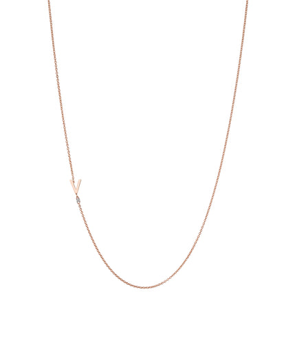 18K Rose Gold Initial and Diamond Necklace