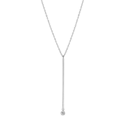 18K White Gold Floating Diamond Bar Lariat