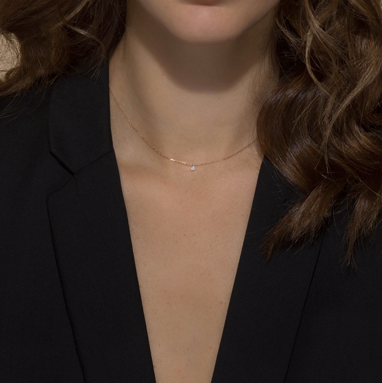 18K Gold Mini Round Floating Diamond Necklace