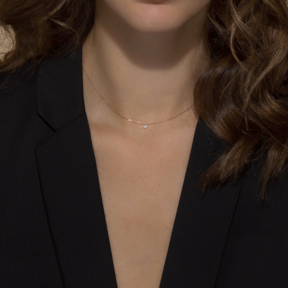 18K Gold Mini Round Floating Diamond Necklace