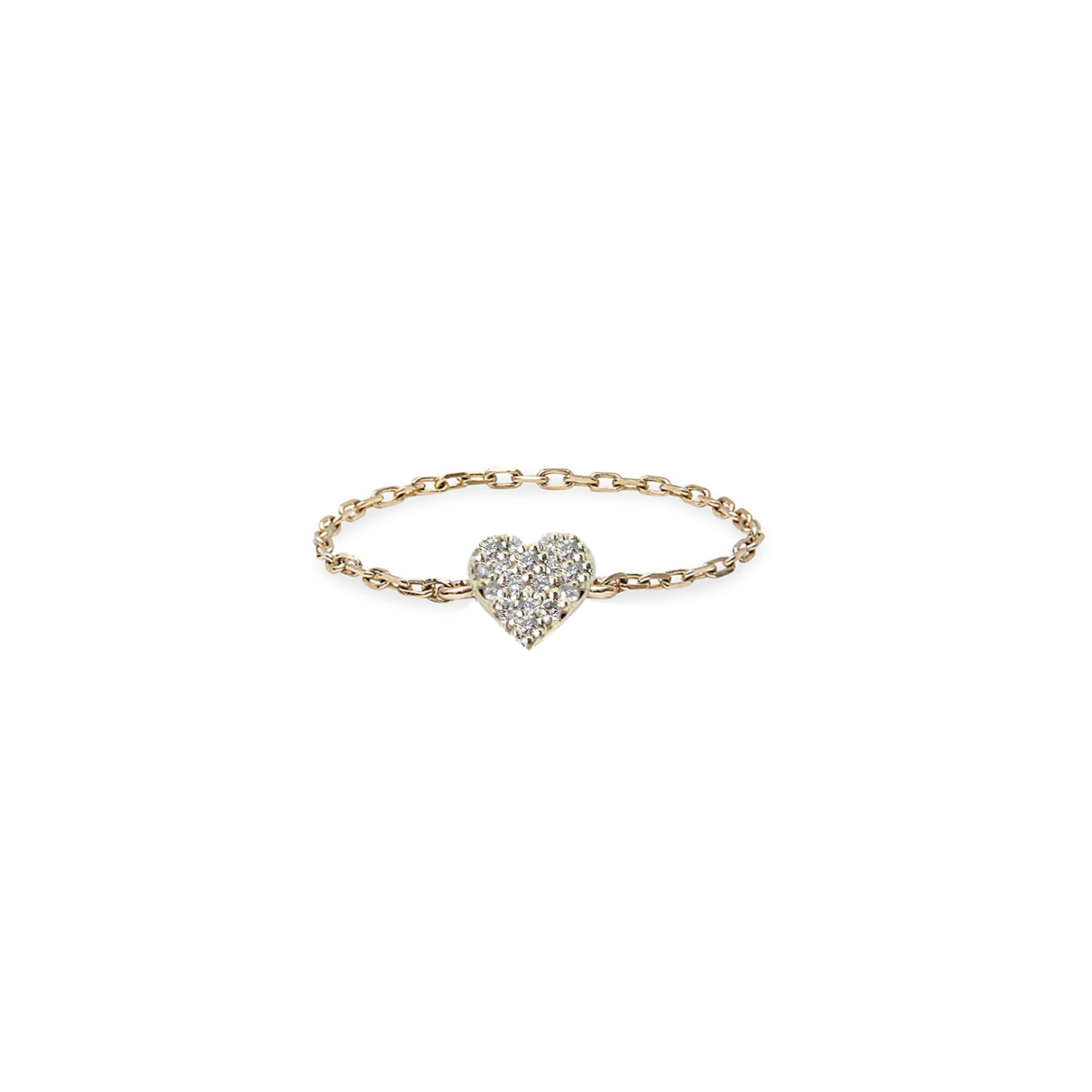 Heart Diamond Chain Ring