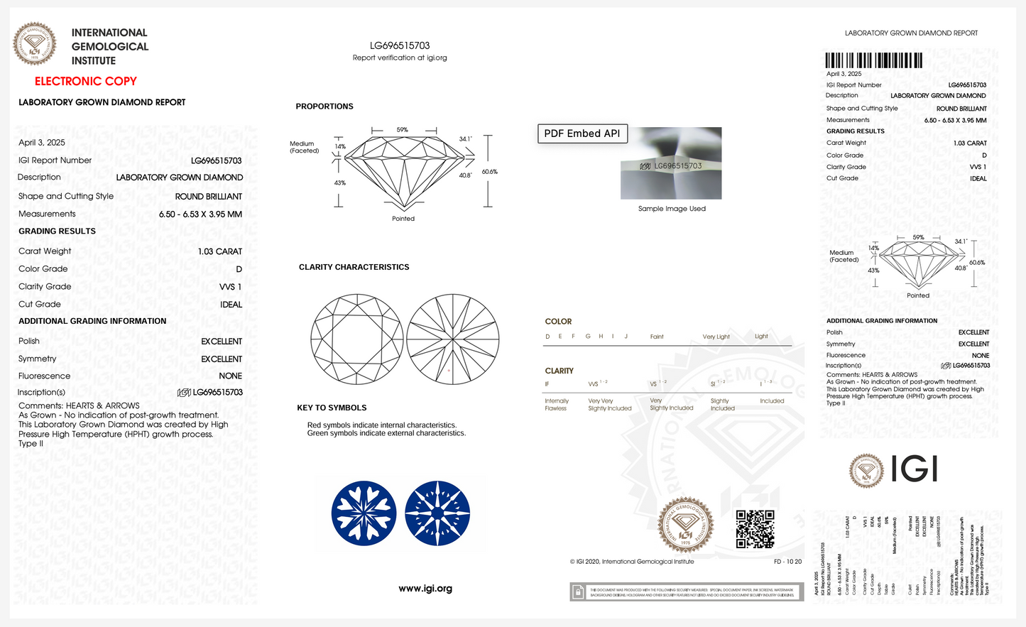 2.05 Carat Hearts and Arrows Lab Grown Diamond Studs