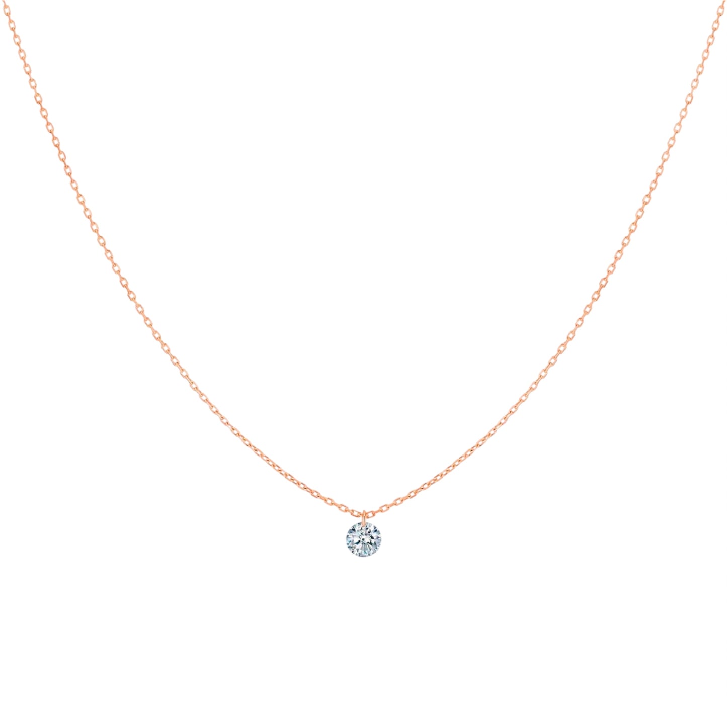 Gold Round Floating LAB Diamond Necklace