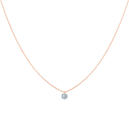 Gold Round Floating LAB Diamond Necklace