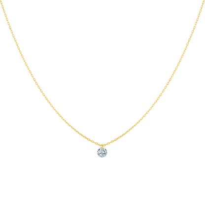 Gold Round Floating LAB Diamond Necklace