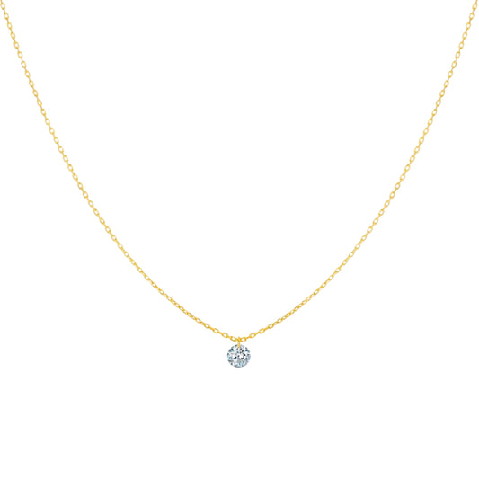 Gold Round Floating LAB Diamond Necklace