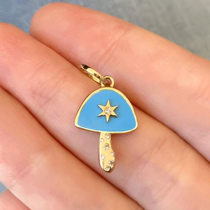 Turquoise and Diamonds Mushroom Charm