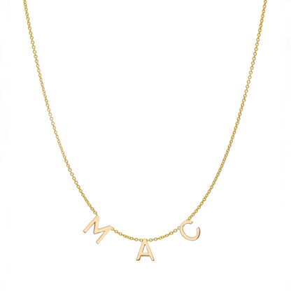 Personalized 18K Solid Gold 3 Letters Necklace