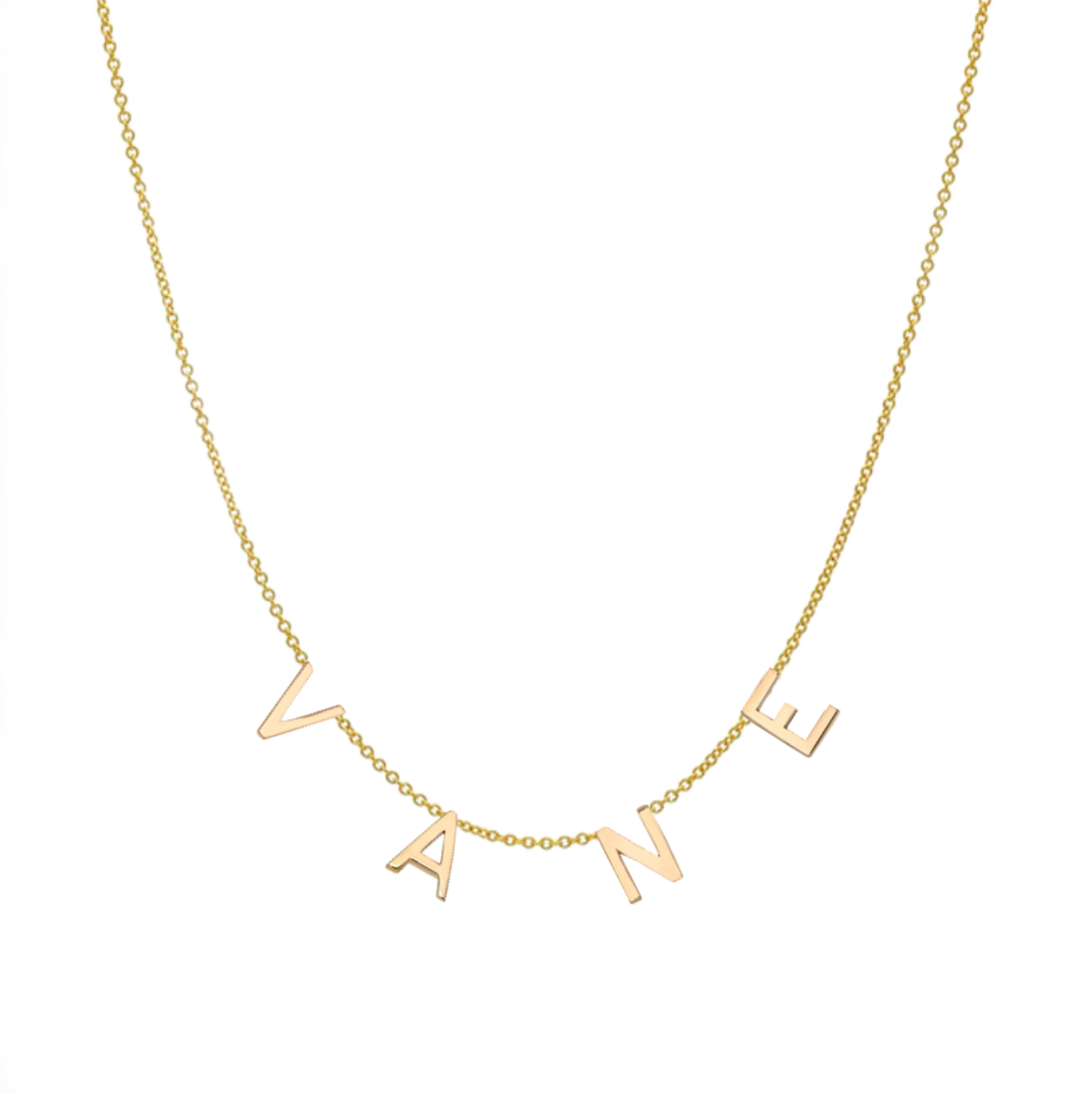 Personalized 18K Solid Gold 4 Letters Necklace