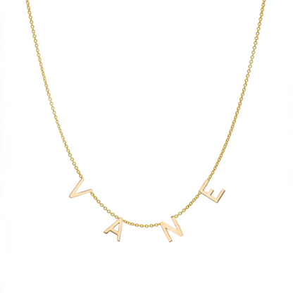 Personalized 18K Solid Gold 4 Letters Necklace