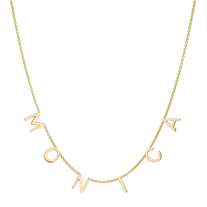 Personalized 18K Solid Gold 6 Letters Necklace