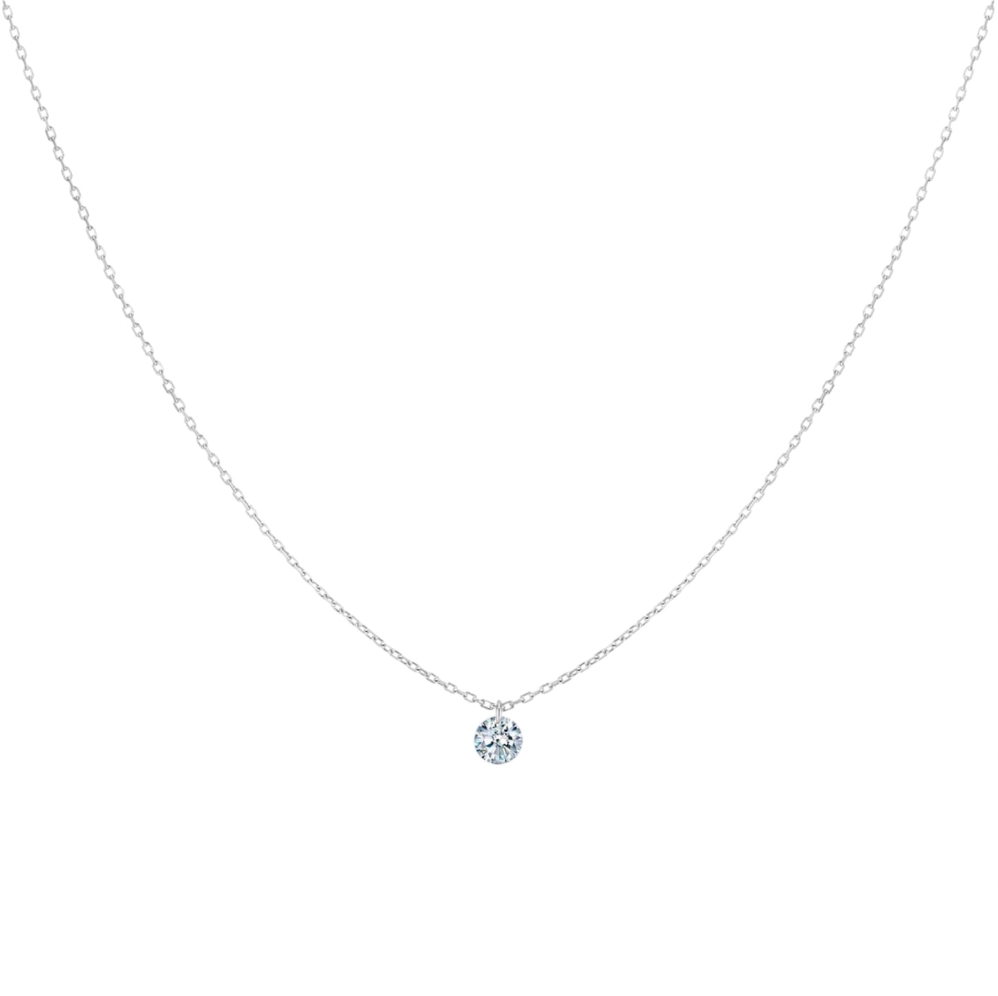 Gold Round Floating LAB Diamond Necklace