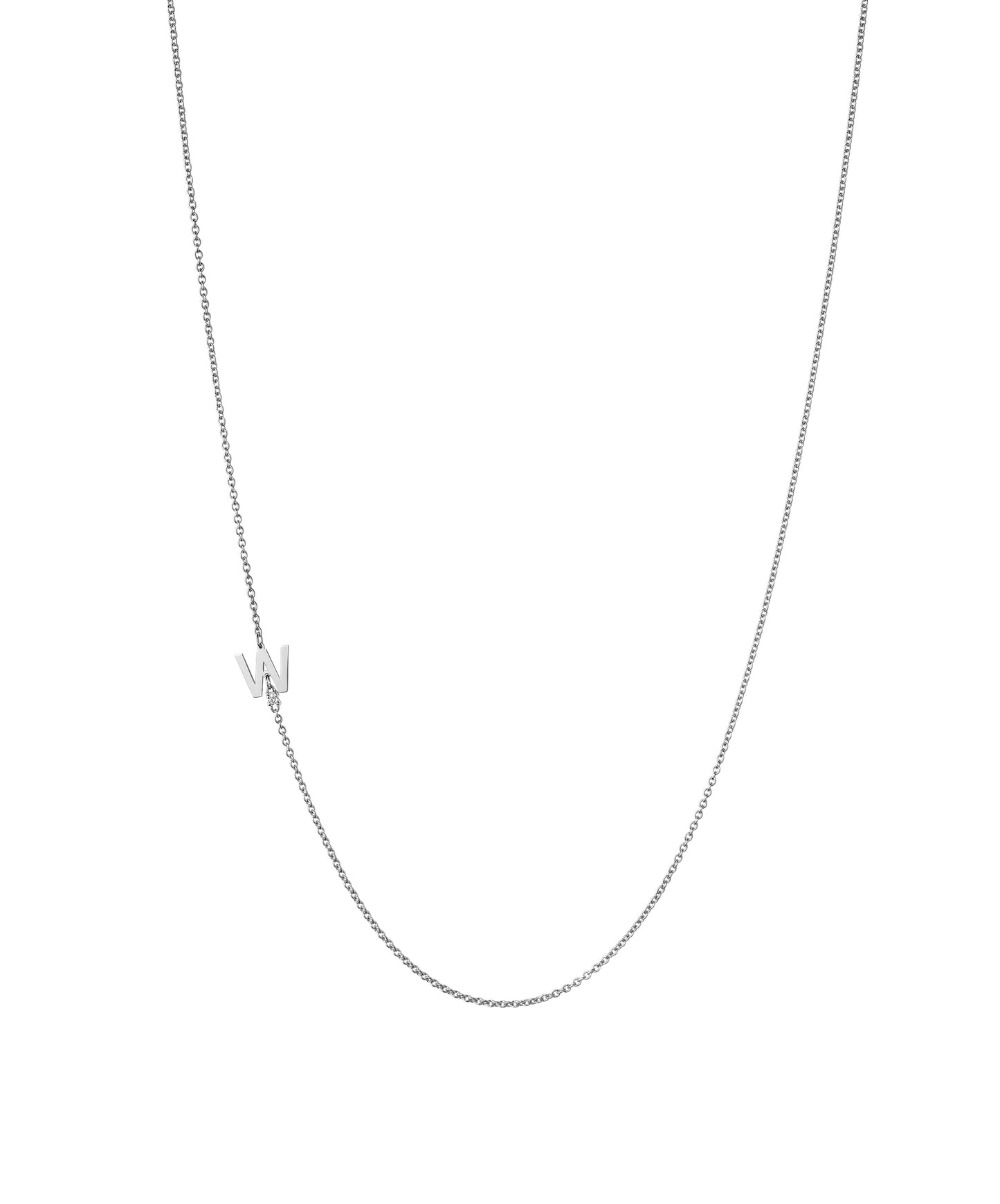 18K White Gold Initial and Diamond Necklace