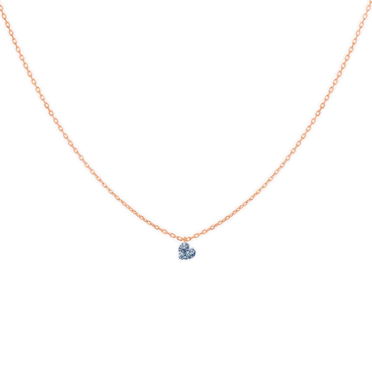 18K Yellow Gold 0.30 Carat Floating Heart Diamond Necklace