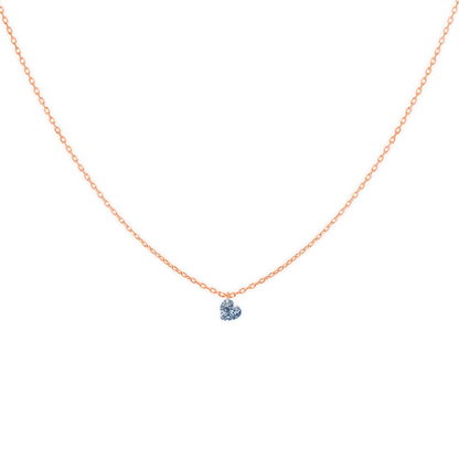 18K Yellow Gold 0.30 Carat Floating Heart Diamond Necklace