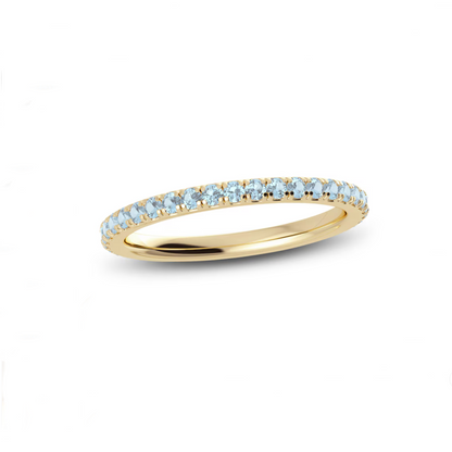 Yellow Gold Candy Blue Topaz U Pave Eternity Band