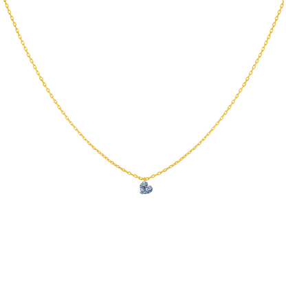 18K Yellow Gold 0.30 Carat Floating Heart Diamond Necklace