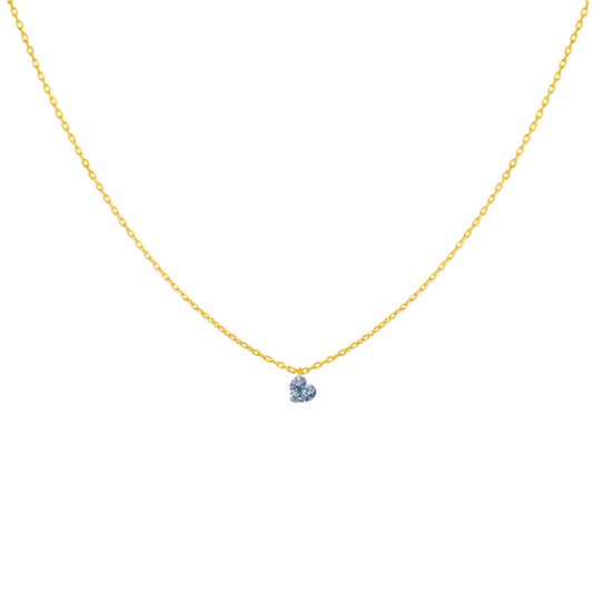 18K Yellow Gold 0.30 Carat Floating Heart Diamond Necklace