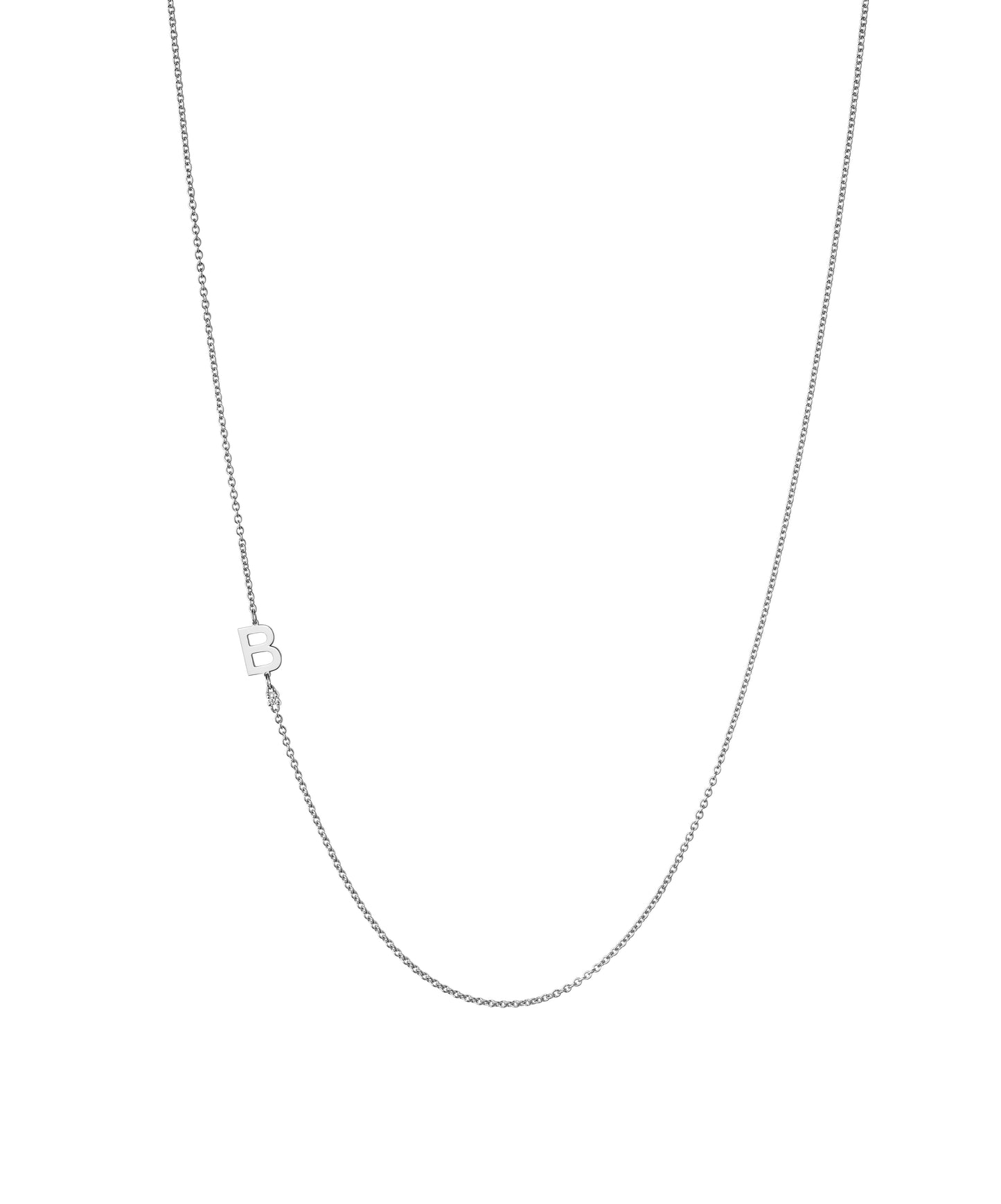 18K White Gold Initial and Diamond Necklace