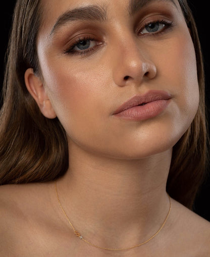 18K Yellow Gold Initial and Diamond Necklace