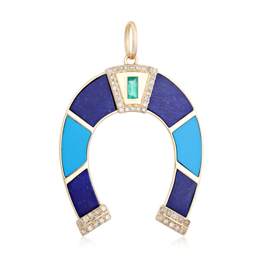 Lapis and Turquoise Horseshoe Charm