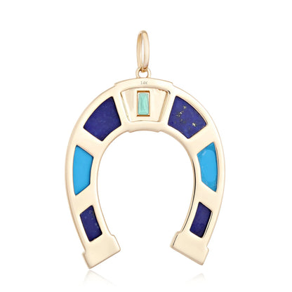 Lapis and Turquoise Horseshoe Charm