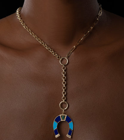 Lapis and Turquoise Horseshoe Charm