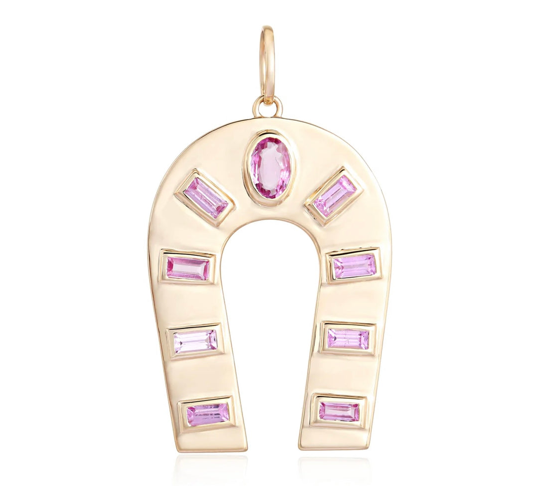 Pink Sapphire Horseshoe Charm
