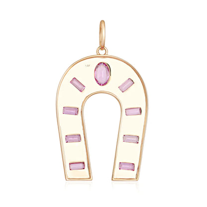 Pink Sapphire Horseshoe Charm