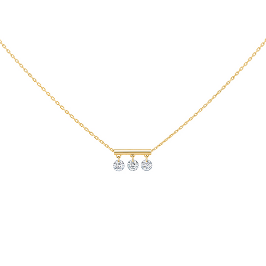 18K Yellow Gold Floating Diamond Bar Necklace