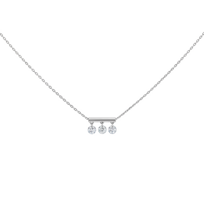 18K White Gold Floating Diamond Bar Necklace