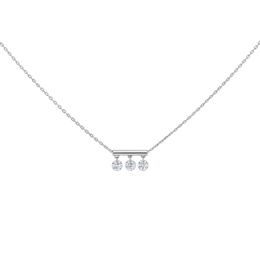 18K White Gold Floating Diamond Bar Necklace