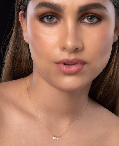 18K Rose Gold Floating Diamond Bar Necklace