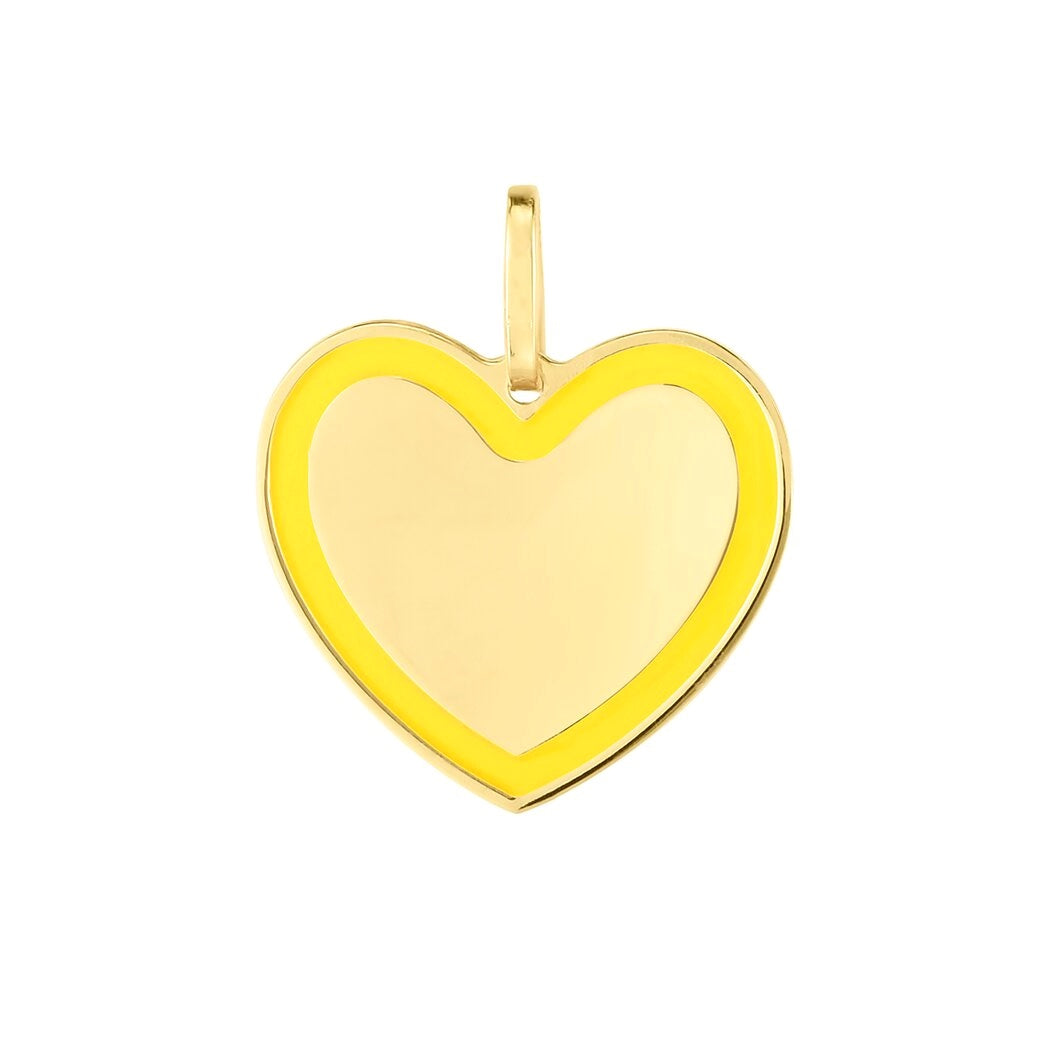 Yellow Enamel Heart Charm