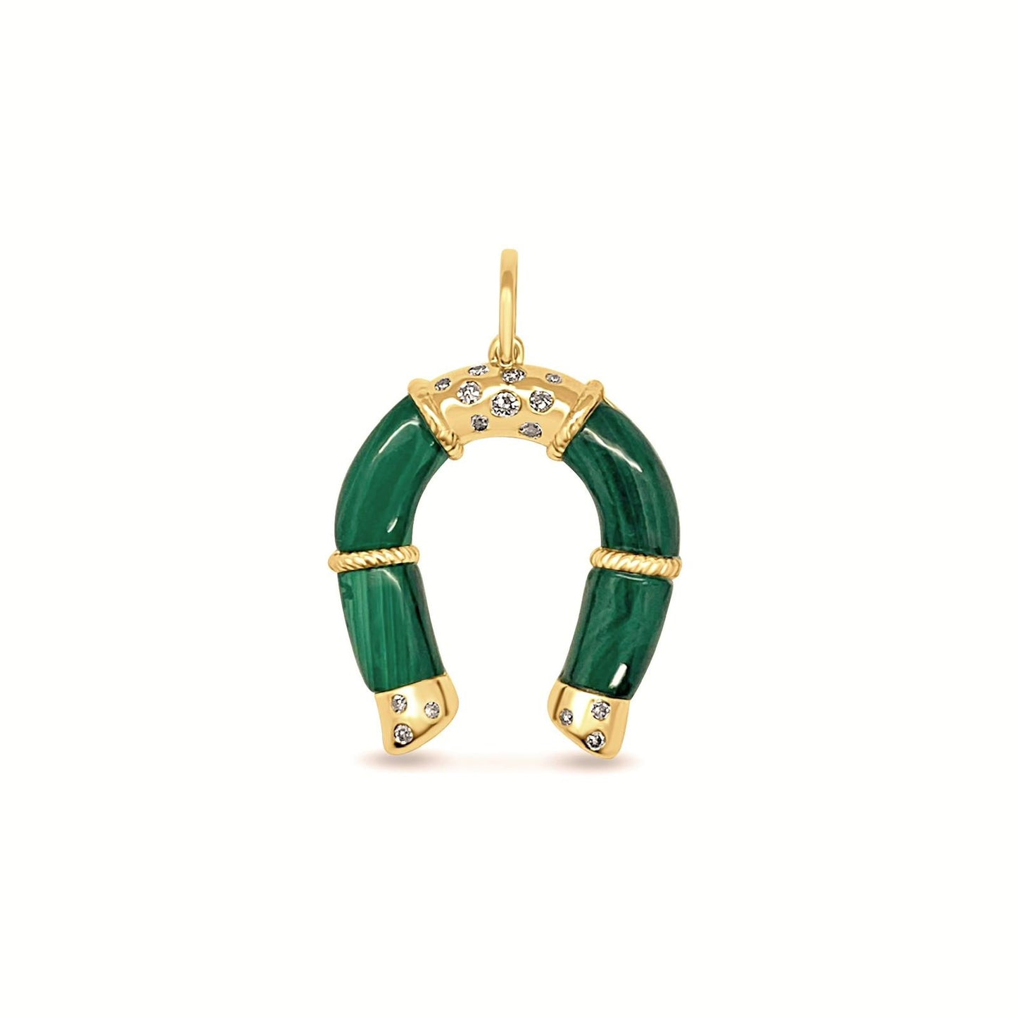 Malachite and Diamond Horseshoe Charm