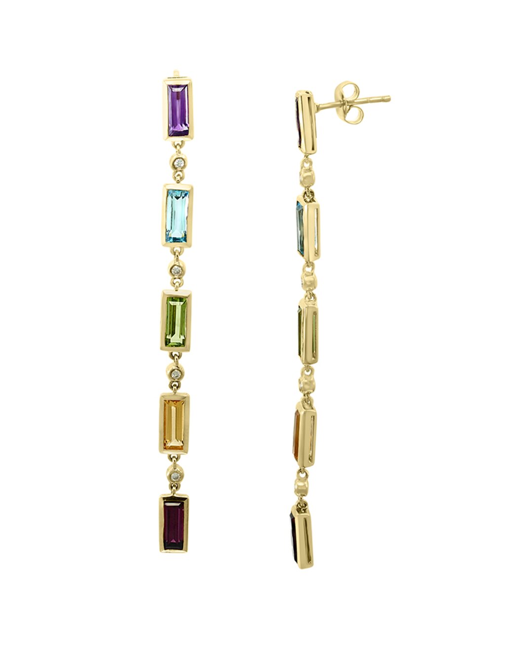 14K Gold and Diamonds Multi Stone Drop Earrings