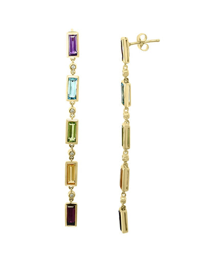 14K Gold and Diamonds Multi Stone Drop Earrings