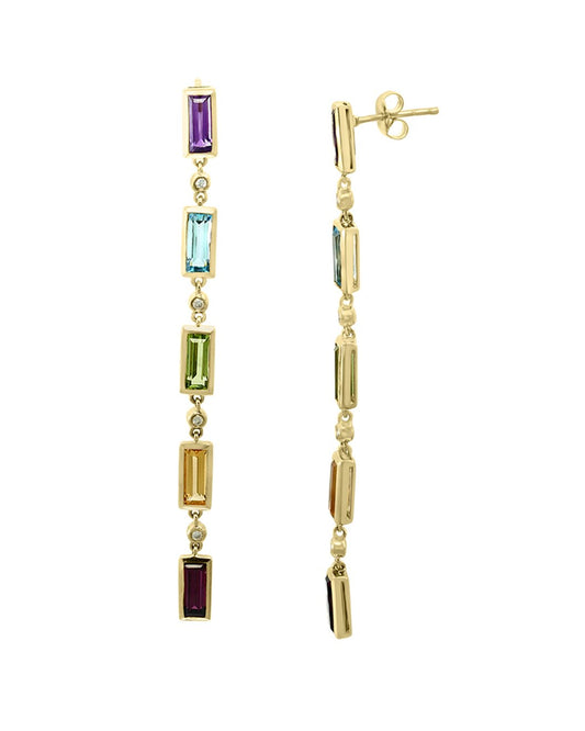 14K Gold and Diamonds Multi Stone Drop Earrings