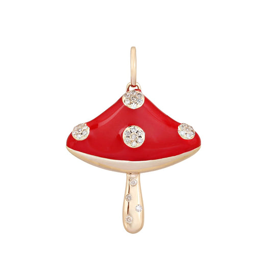 Red Enamel Mushroom Charm