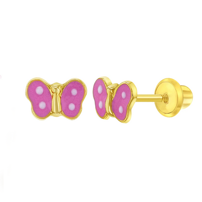 Mini Pink Butterfly Stud Earrings