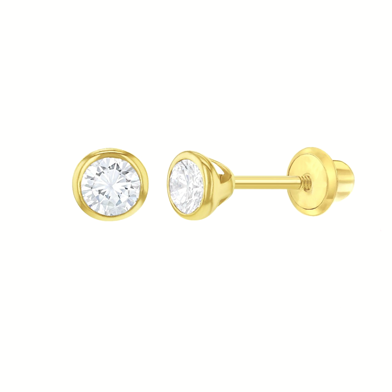 CZ Bezel Stud Earrings