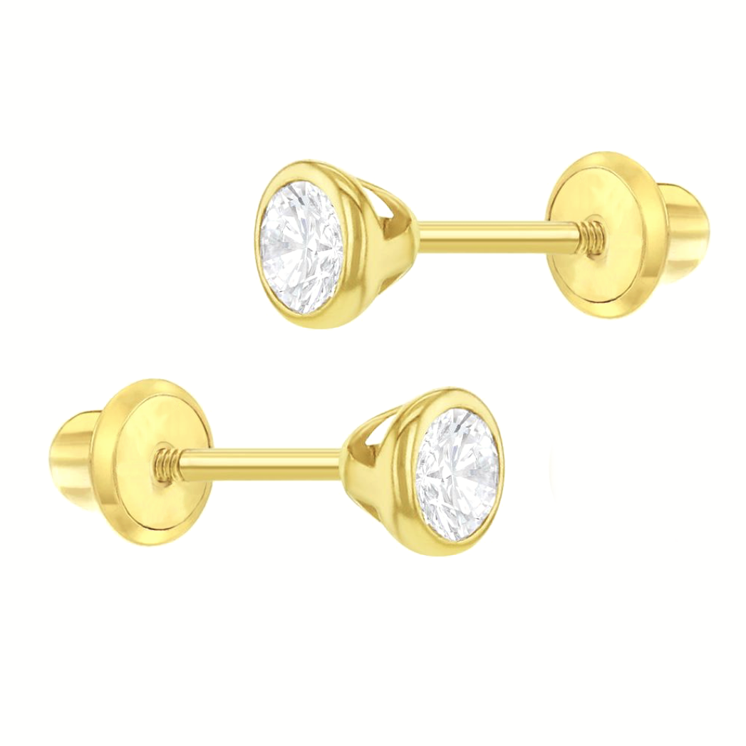 CZ Bezel Stud Earrings