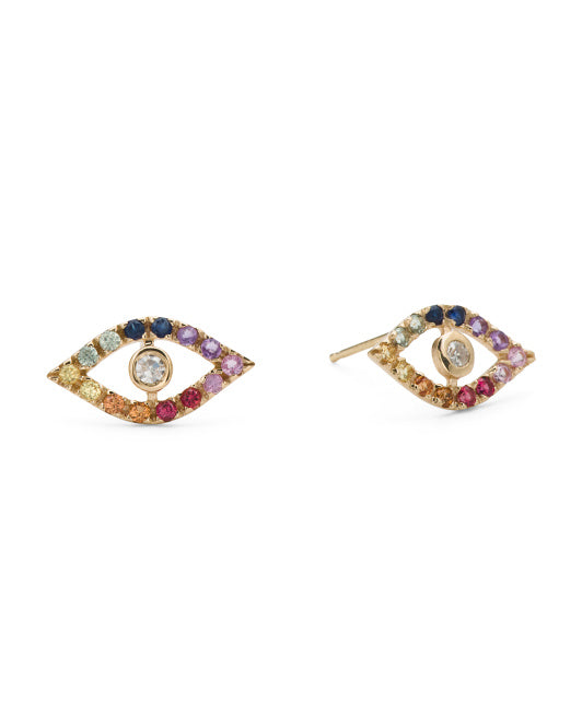 Sapphire Evil Eye Stud Earrings